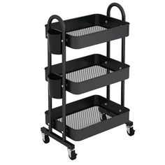 PRICES MAY VARY. 【STURDY & STABLE】The storage rolling cart is made of high quality steel frame and metal trays, which has the feature of anti-corrosion, waterproof, scratch-resistant. Thick metal frame makes it sturdy enough to hold up 66lbs 【SPACIOUS STORAGE CAPACIT】3-tier utility cart provides large storage space while saving you floor space to optimiz the space utilization as much as possible; great storage solution for a small kitchen 【ALL FOR YOUR CONVENIENCE】Equipped with 4 wheels (2 locka Bathroom Cart, Computer Cart, Cart Storage, Organization Cart, Rolling Utility Cart, Craft Cart, Tool Cart, Storage Trolley, Office Black