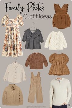 an image of family photos outfits for babies and toddlers to wear in the fall or winter