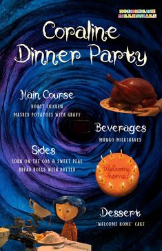 an advertisement for a dinner party with food