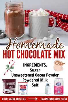 homemade hot chocolate mix recipe with ingredients