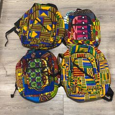 4 Handmade Backpacks Made In West Africa Ghana. I Brought Them When I Was Out There To Resell So Here They Are Enjoy! Yellow Travel Shoulder Bag Backpack, Yellow Backpack With Adjustable Strap, Yellow Shoulder Backpack For School, Yellow Backpack For Everyday & Back To School, Casual Yellow Backpack For Daily Use, Multicolor School Bag With Adjustable Straps, Yellow Shoulder Bag For Back To School Travel, Yellow Shoulder Backpack With Adjustable Strap, Yellow Shoulder Bag For Back To School