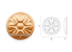 a wooden stamp with an image of a flower on the front and side of it