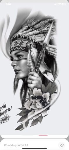 Indian Girl Tattoo, Girl Tattoo Design, Native Indian Tattoos, Indian Girl Tattoos, Native American Tattoo Designs, Indian Tattoo Design, Headdress Tattoo