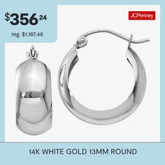 Features: Huggie, Quick ShipEarring Back: HingedShape: RoundMetal Color: WhiteEarring Length: 13mmEarring Width: 7mmCare: Wipe CleanEarrings Style: Hoop Earrings, Huggie EarringsMetal: 14k White GoldCountry of Origin: Imported White Hoop Earrings With Polished Finish For Anniversary, White Polished Hoop Earrings For Anniversary, White Polished Finish Hoop Earrings For Anniversary, Classic White Hoop Earrings With Polished Finish, White Hoop Jewelry With Polished Finish, White Polished Hoop Jewelry, White Round Hoop Earrings With Lever Back, Earrings Hoop, Hoop Earrings