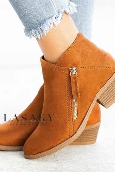 Lasaky - Refined Leather Side Zip Ankle Booties featuring a Sleek Pointed Toe and Elegant Low Block Heel Leopard Boots, Botas Chelsea, Boots For Short Women, Winter Fashion Boots, Orthopedic Shoes, Zipper Heels, Suede Chelsea Boots, Womens Chunky Heels, Boots Women Fashion