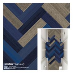 an image of a blue and grey carpet with the words interface hospitality