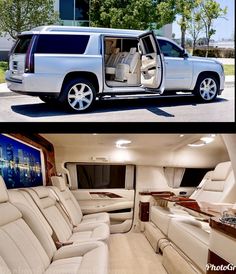 the inside and outside view of a limo