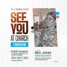 the poster for see you at church tomorrow