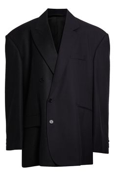 Balenciaga's bent for the bold shines through the powerfully proportioned shoulders and slightly off-center closure of a rich wool blazer crafted in Italy. 30" length (size 2) Asymmetric button closure Notched lapels Four-button cuffs Front welt pockets; front flap pocket Lined 100% wool Dry clean Made in Italy Designer Clothing Baby Gear Essentials, Hairstyling Products, Rollerball Perfume, Fragrance Design, Fabric Gift Bags, Wool Blazer, Nordstrom Store, Free Fabric, Fabric Gifts