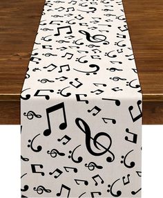 a table runner with musical notes on it