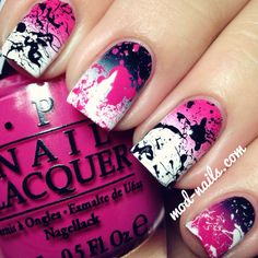 Splatter Nails, Unghie Nail Art, Nail Swag, Get Nails, I Love Nails, Short Hairstyle