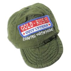 Gold Rush - Boys Baseball Cap, Olive, Twill, Quilted Visor, Adjustable Leather Strap Closure, Logo'd Patch, Size Small = 18 months-2T Medium = 3T-5T Large = 6-8, 100% Cotton, #21160 Size: M.  Color: Green.  Gender: male.  Age Group: kids.