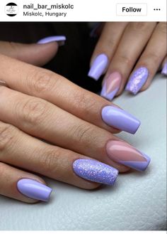 Ongles Gel Violet, Pink Tip Nails, Hoco Nails, April Nails, Purple Acrylic Nails, Lavender Nails, Work Nails, Nails Colors