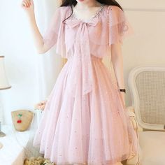 Cute Dress Outfits, Midi Dress Style, Korean Girl Fashion, Frock Design, Pink Midi Dress, Star Dress, Fairy Dress