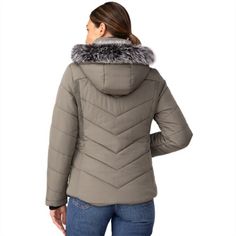 Winter's dropping temps are no match for this puffy. The women's Free Country Puffer insulated jacket comes with an attached Butter Pile bib that helps keep the heat in and the cold out. Cold Weather Fitted Insulated Outerwear, Fitted Insulated Outerwear For Cold Weather, Insulated Fitted Outerwear For Cold Weather, Weatherproof Quilted Jacket For Winter, Casual Puffer Jacket With Faux Fur Trim For Outdoor, Outdoor Down Outerwear With Faux Fur Trim, Outdoor Down Puffer Jacket With Faux Fur Trim, Outdoor Puffer Jacket With Faux Fur Trim, Insulated Nylon Quilted Jacket For Winter