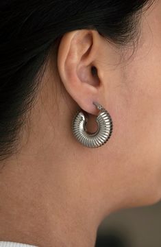 "Size: 1.2'' x 0.4'' or 30.5mm Description: Chunky stainless steel thick hoop earrings. \"Both with discount\" option means both a gold and silver pair. Shipping details: 1 business day, priority shipping is an option. All items come shipped in a protective jewelry box. Returns and exchanges have a 30 day policy. Check out my shop for more items:  https://www.etsy.com/shop/EliAndZephyr Please message me with any questions or concerns you may have, I'll respond instantly! Thank you for checking out my shop, enjoy! :)" Nickel-free Metal Huggie Hoop Earrings, Nickel-free Metal Hoop Huggie Earrings, Protective Jewelry, Thick Gold Hoop Earrings, Thick Gold Hoops, Thick Hoop Earrings, Chunky Hoop Earrings, Hoop Earrings Gold, Station Necklace