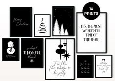 black and white christmas decor White Christmas Art, Christmas Gallery Wall, Black White Christmas, Black And White Christmas, Orange Wall Art, Wall Art Black And White, White Christmas Decor, Grateful Thankful Blessed, Wall Art Black