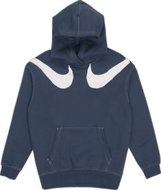 (WMNS) Nike As W Nsw Swsh Flc Gx Hoodie Casual Sports Knit Pullover Hoodie Navy Blue DD5581-437 (Women's) Knit Pullover, Brands Outlet, Nike Sportswear, Fleece Hoodie, Pullover Hoodie, Original Box, Active Wear, Shoe Accessories, Navy Blue