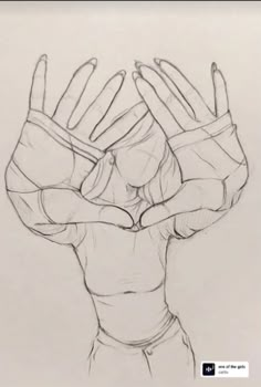 a drawing of a person holding their hands in the air