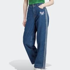 Adidas Denim Pants Side Tri-Stripe Size 12 Bleue Nwt Gucci Joggers, Adidas Pants Women, Adidas Soccer Pants, Adidas Gucci, Soccer Pants, Adidas Joggers, Adidas Leggings, Adidas Track Pants, Adidas Crop