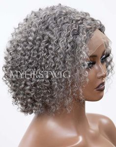 Grey Curly Bob, 10 Inch Hair, Melted Lace, 4x4 Closure Wig, Oatmeal Diet, Curly Bangs, Grey Wig, Short Straight Hair, Malaysian Hair