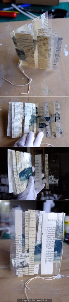 three different images of papers on top of each other, one being torn off and the other being cut open