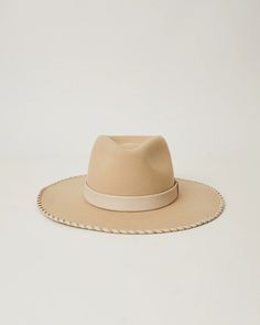 Beige Wool Fedora With Curved Brim, Beige Wool Fedora With Wide Brim, Beige Wool Wide Brim Fedora, Beige Wool Felt Hat With Flat Brim, Beige Wool Felt Hat With Curved Brim, Beige Brimmed Wool Felt Hat, Beige Wool Wide Brim Felt Hat, Beige Wide Brim Wool Hat, Beige Leather Flat Brim Hat