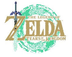 the legend of zelda logo is shown in green and gold, with an arrow on it