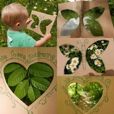 there is a cardboard box with flowers and leaves in the shape of a heart on it