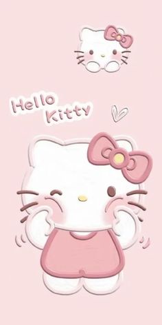 a hello kitty wallpaper with pink and white colors