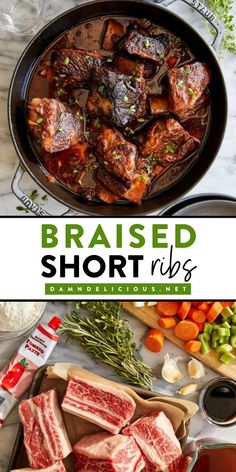 The BEST Braised Short Ribs! This winter dish will become one of your favorite warm dinner ideas. Cooked in red wine, these beef ribs are one of the best comfort food recipes! Save this and try it!