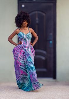 A beautiful maxi dress in a hand made tie dye fabric  in collaboration with an artisan in Ghana for  House of Afrika. With skinny straps and a V neck bustline, it is fitted at the top and has a statement gathered puff detail at the sides giving an exquisite finish and an elegant feel. Style  and accessorise to suit the occasion. 100% cotton  Hand made in Ghana. Available to pre-order. Please send a dm with your bust waist and hips measurements. HAVE YOU CHECKED YOUR MEASUREMENTS AGANST THE SIZE Adire Fabric, Textures Fabric, Dye Clothes, Tie Dye Fabric, Dye Fabric, Beautiful Maxi Dresses, African Fashion Modern, Tie Dye Outfits, Maxi Skirt Dress