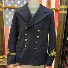 Brand New Item With Hand Tags Navy Long Sleeve Suits With Buttons, Navy Uniform Outerwear With Buttons, Navy Uniform Style Outerwear With Buttons, Long Sleeve Workwear Uniforms, Formal Fitted Uniform With Long Sleeves, Formal Fitted Long Sleeve Uniform, Formal Long Sleeve Uniform, Formal Uniform Outerwear With Epaulettes, Fitted Navy Pea Coat With Long Sleeves