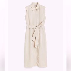 A Classy Piece Brand New Tags Attached Size Xs Light Beige Fitted Beige H&m Dress, H&m Casual Cream Dress, H&m Cream Spring Dress, Chic Beige V-neck Linen Dress, Beige V-neck Rayon Dress, Linen Blend Dress, Dress H&m, H M Dresses, Hm Dress