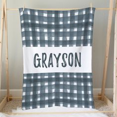 Modern Farmhouse Personalized Plaid Minky Blanket - gender_boy, gender_neutral, Modern Farmhouse Cuddle Time, Minky Blankets, Baby Due