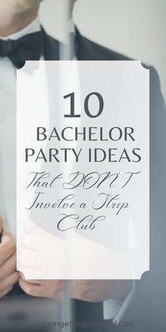 a man in a tuxedo writing on a piece of paper with the words bachelor party ideas