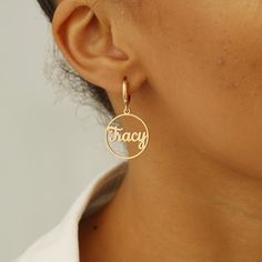 Custom Name Hoop Earring, Name Pendant Earrings, Personalized Earring Gold, Mini Hoop, Birthday Gifts for Mom, Custom Jewelry Gift for Her . . . . . . . . . . . . . . . . . . . . . . . . . . . . . . . . .  * Product Description ♡ :  Introducing our stunning New Name Earrings, a collection of elegant and minimalist accessories that can be customized to reflect your personal style. These Custom Name Earrings are designed to make a statement, while still maintaining a sleek and understated aestheti Name Pendant, Minimalist Accessories, Name Earrings, Earring Gold, Name Jewelry, Sentimental Gifts, Mom Birthday Gift, Jewelry Earrings Hoops, Silver Rose Gold