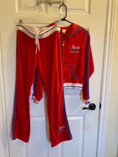 Vintage Y2K Rocawear Terry Cloth Womens Tracksuit  - top and bottom tagged size M - terry cloth material - great condition, just minor pilling in some areas  If you have any further questions please message me prior to purchase :) Fitted Red Tracksuit For Loungewear, Y2k Tracksuit, Womens Tracksuit, Red Tracksuit, Track Suits Women, Tracksuit Tops, Track Suit, Cloth Material, Tracksuit Women