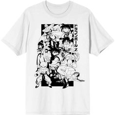 Good luck resisting coloring in this Dragon Ball Z inspired tee! This fun white shirt showcases a large black and white graphic on the front of all your favorite characters! This comfy crew neck tee is made of high-quality, premium polyester and cotton material, and is professionally printed to ensure long-lasting color and print quality. It can be machine washed in cold water with like colors, and tumble dried on low for easy and convenient care. The Dbz Color Me Men’s White Crew Neck Tee is an Dbz Clothes, Sketch Images, Dragon Ball Z Shirt, Black And White Graphic, Anime Tshirt, Manga Style, Me Anime, Black Graphic Tees, White Crew Neck