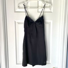 Intimately Free People Lover Girl Mini Slip Dress New With Tags- Has A Couple White Marks But Should Wash Out! Satin Like Material With Lace Edge Strappy Back Free People Adella Dress, Thrift Inspiration, Slate Blue Dresses, Free People Slip Dress, Lover Girl, Hoco Dress, Pajama Dress, Black Slip Dress, Formal Outfits