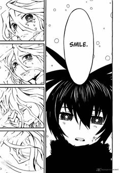 an anime story page with the words smile in black and white, as well as pictures of