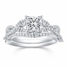 a princess cut diamond engagement ring set