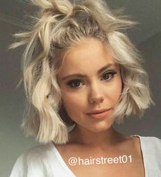 Dunner Wordend Haar, Hairstyles Wavy, Wavy Bob Hairstyles, Wavy Bob, Balayage Blonde, Prom Hairstyles For Short Hair, Wavy Hairstyles, Long Bob Hairstyles, Blonde Bobs