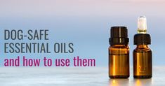 two bottles with essential oils in them and the words dog - safe essential oils and how to use them