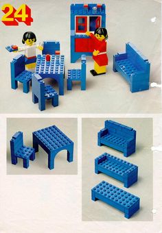 the instructions for how to build a lego table and bench