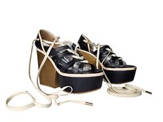 ad eBay - Dolce & Gabbana Lace Up Leather Platform Sandals Disco Chunky Y2K EU 38 US 8 - Buy Now, click the link (eBay)