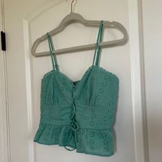 A Turquoise Crop Top Front From Target. Size Small, Only Worn Once! It’s Beautiful It Just Didn’t Fit Me Well! Trendy Summer Tops From Target, Taylor Outfits, New Color, Color Blue, Crop Top, Target, Womens Tops, Turquoise, Crop Tops