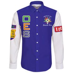 AIO Pride Oes Long Sleeve Button Shirt All of our Long Sleeve Button Shirts are custom-made-to-order and handcrafted to the highest quality standards. Each all over printed Long Sleeve Button Shirt is constructed from a premium polyester blend that is ultra-soft and incredibly comfortable. Features a specialty high definition heat-dye application that ensures long-lasting color vibrancy even after machine washing. Fabric is durable and resistant to wrinkles, shrinking, and mildew. With a blend o Blue Fitted Shirt With Custom Print, Fitted Blue Shirt With Custom Print, Fitted Long Sleeve Shirt With Custom Print, Button Shirts, Tropical Colors, Button Shirt, High Definition, Wrinkles, Custom Made