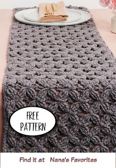 Image shows beautiful textured crocheted table runner available as a FREE pattern from Nana's Favorites Crochet Placemat Patterns, Elegant Crochet, Patterns Ideas