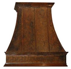 an old fashioned wooden stove hood on a white background